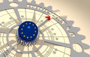 Industry four point zero text on the gear.