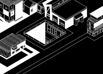 illustration of a building isometric 