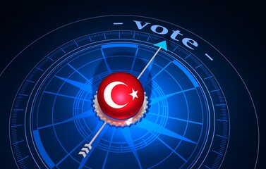 Abstract vintage navigation equipment. Motivation to voting. 3D illustration