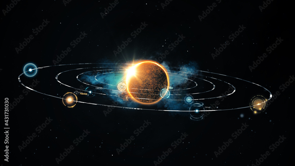 Poster star galaxy in universe system and star particles element in background with 3d rendering.