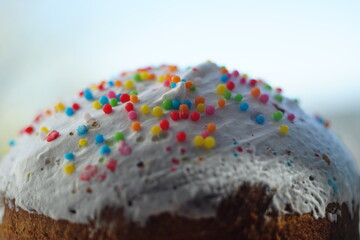easter cake closeup in blurred background