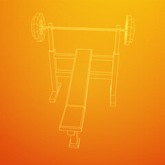 Fototapeta na wymiar Barbell with weights. Gym equipment. Bodybuilding, powerlifting, fitness concept. Wireframe low poly mesh vector illustration.