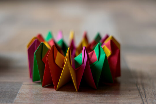 colorful modular origami with kaleidoscope shape