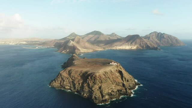 Spectacular coastline of Porto Santo volcanic archipelago during golden hour