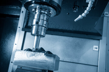 The CNC milling machine rough cutting  the injection mold parts by indexable  endmill tools. The mold and die manufacturing process by machining center with the solid endmill tools.