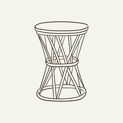 Bedside tables, bedside table. Home decor line art drawing. Doodle illustration. Stay home. Minimal vintage style. Doodle plant vector illustration. Pure nature organic brush. Line drawing.