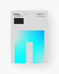 Abstract Placard, Poster, Flyer, Banner Design. Colorful gradient on vertical A4 format. Glass effect. Decorative neumorphism backdrop. Gradient glassmorphism shape on black background