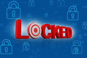Naklejka premium 3d illustration Safety concept: text locked with target 