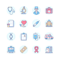 Medicine and Healthcare - line design style icons set