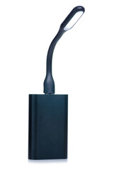 usb lamp with power bank on white background isolation