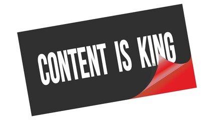 CONTENT  IS  KING text on black red sticker stamp.