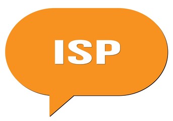 ISP text written in an orange speech bubble