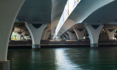 Bridge across water canal. Urban