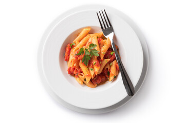 Piatto di classiche penne all'arrabbiata, Cucina Italiana 