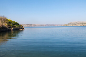 Beautiful lake surrounded by green forests