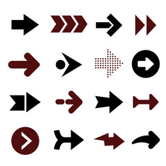 Vector red and black arrow icon set