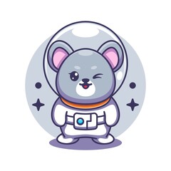 Obraz na płótnie Canvas Cute mouse astronaut cartoon icon illustration