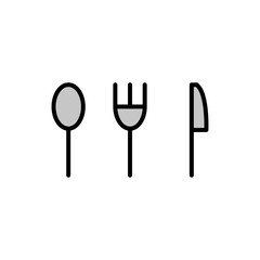 Icono de cubiertos. Cuchara, tenedor, cuchillo. Concepto de instrumentos para comer. Ilustración vectorial