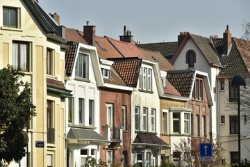 Fototapeta premium Façades typiques des maisons uni-familiales de la cité-jardin Terdelt à Schaerbeek 