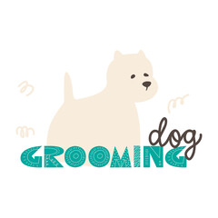 Logo for a pet grooming studio. Flat vector illustration for dog grooming salon.