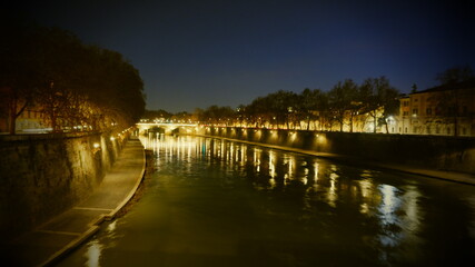 Fototapeta na wymiar Sant'Angelo, Evening, Bridge over the Tiber, Rome. Italy