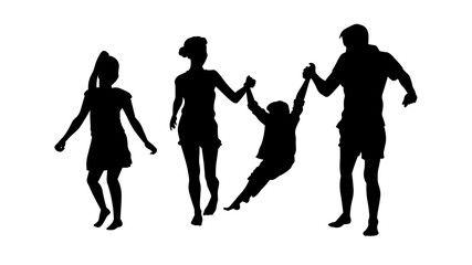 Happy family silhouette vector illustration isolated on white background