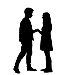 Beautiful couple standing together silhouette vector illustration