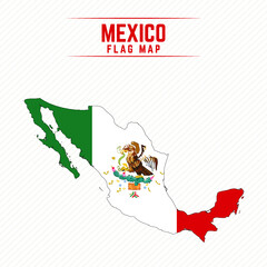 Flag Map of Mexico. Mexico Flag Map
