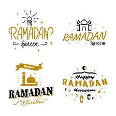 Ramadan Kareem Vector Template Collection. Happy Eid Mubarak Typography and Eid Al Fitr Lettering