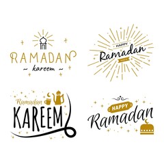 Ramadan Kareem Vector Template Collection. Happy Eid Mubarak Typography and Eid Al Fitr Lettering