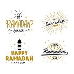 Ramadan Kareem Vector Template Collection. Happy Eid Mubarak Typography and Eid Al Fitr Lettering