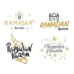 Ramadan Kareem Vector Template Collection. Happy Eid Mubarak Typography and Eid Al Fitr Lettering