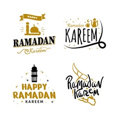 Obraz premium Ramadan Kareem Vector Template Collection. Happy Eid Mubarak Typography and Eid Al Fitr Lettering