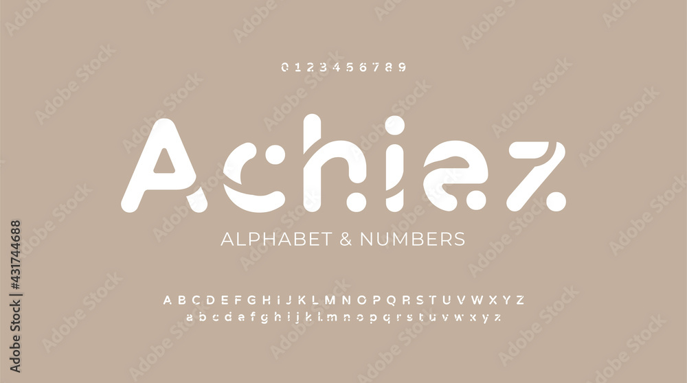 Aufkleber abstract minimal creative alphabet fonts. flat twisted regular font with dot.