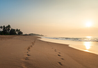 Empty tropic beach in south Sri Lanka