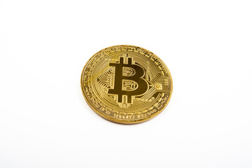 bitcoin coin isolated on a white background, cryptocurrency, crypto trading