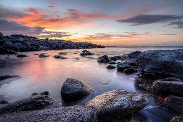 Fototapeta na wymiar seascape sunset ocean view long exposure