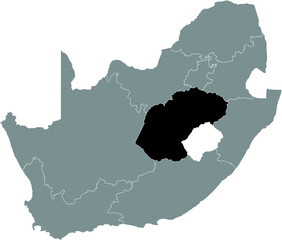 Fototapeta premium Black highlighted location map of the South African Free State province inside gray map of the Republic of South Africa