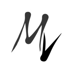 Mv initial handwritten logo for identity