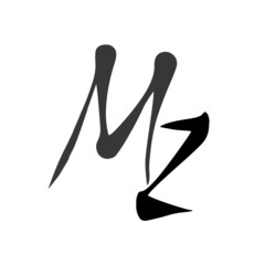 Mz initial handwritten logo for identity