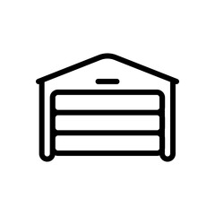 Garage near home for own car, simple icon. Black linear icon with editable stroke on white background