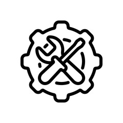 Service tools, wrench and screwdriver, repair instruments, simple icon. Black linear icon with editable stroke on white background