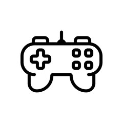 Joystick of video console, game controller, simple icon. Black linear icon with editable stroke on white background