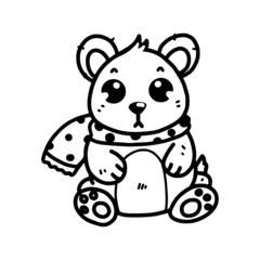 Doodle hand drawn cute bear for kids coloring concept