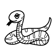 Doodle hand drawn snake for kids coloring concept