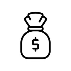 Money bag, simple icon. Black linear icon with editable stroke on white background