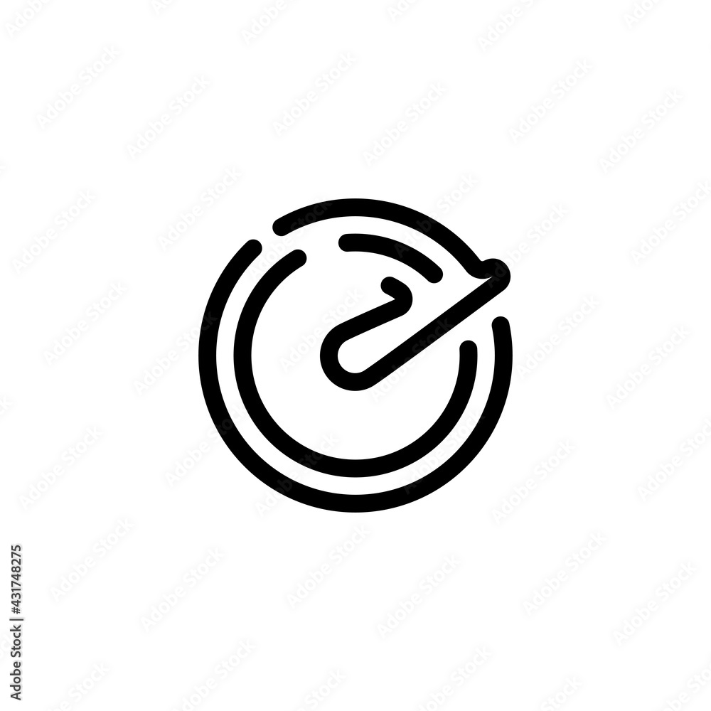 Poster speedometer or speed indicator of car, simple icon. black linear icon with editable stroke on white 