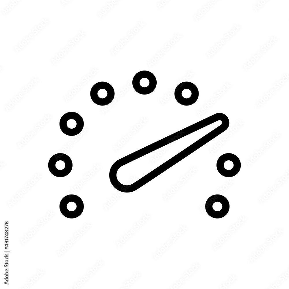 Poster speedometer or speed indicator of car, simple icon. black linear icon with editable stroke on white 