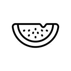 A piece of watermelon, simple icon of food. Black linear icon with editable stroke on white background