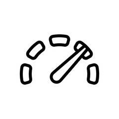 Speedometer or speed indicator of car, simple icon. Black linear icon with editable stroke on white background